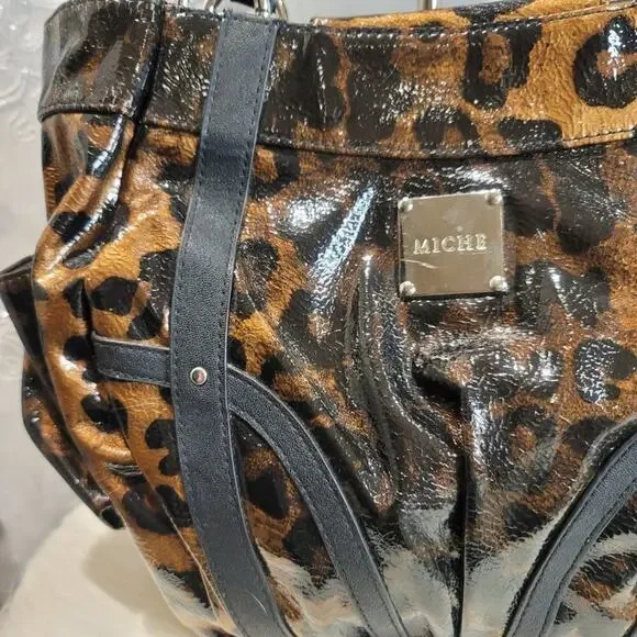 Miche Lisa Demi Shell in Bronze and Black Patent Faux Leather Leopard Print - Picture 2 of 11